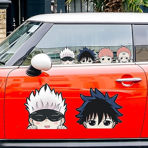Miniatura 7 de 4 calcomanías de anime japonés de Jujutsu Kaisen de 5.11 pulgadas y calcomanías de Gojo Satoru Yuji, Megumi Ryomen para ventana de coche, puerta,