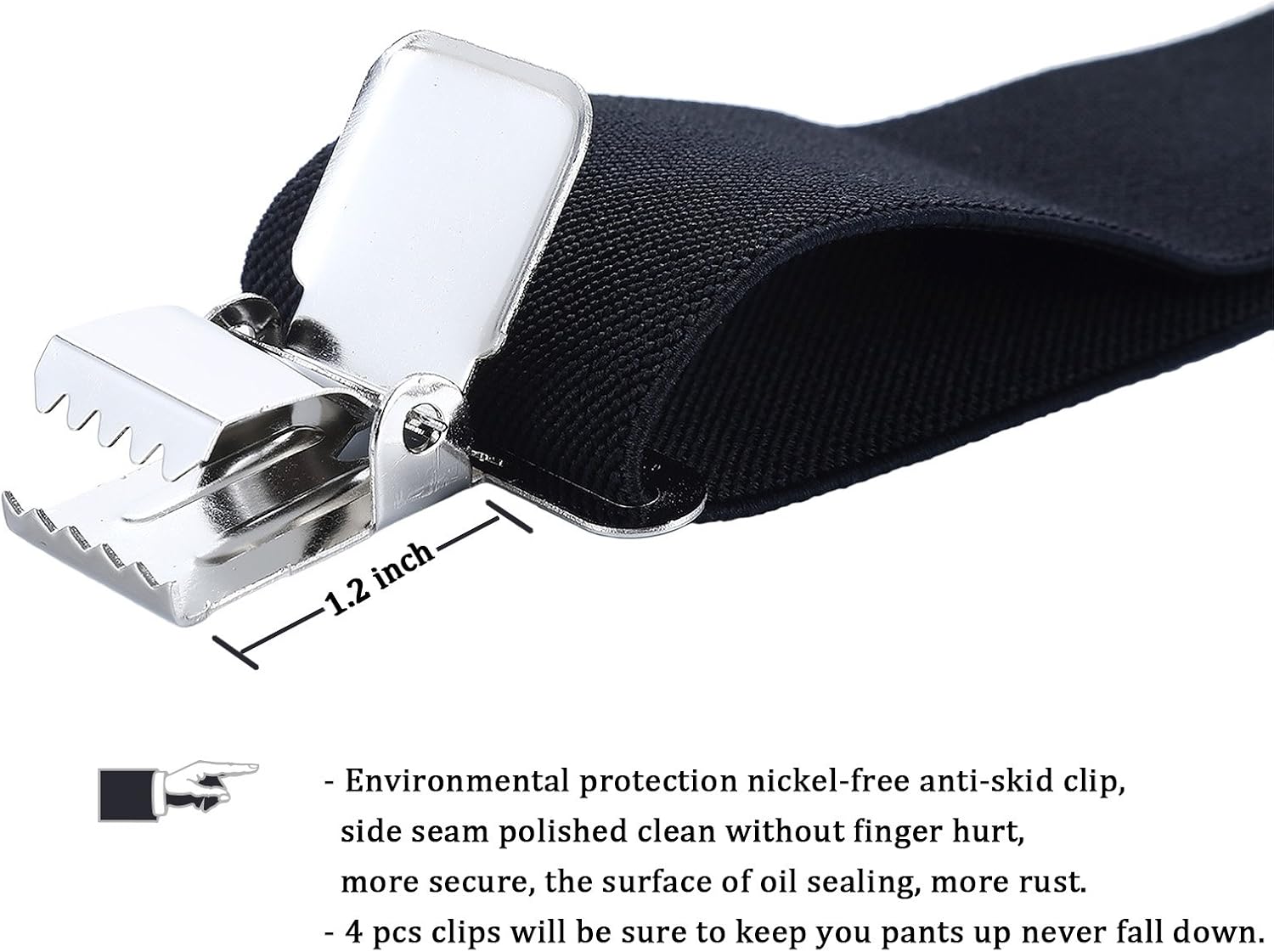 AWAYTR Men Utility Suspenders Adjustable Elastic - Heavy Duty 2 Inch Wide X Shape Strong Clip Suspender - Image 3