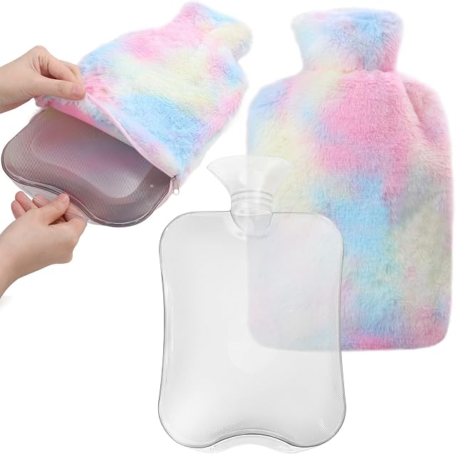 Hot Water Bottle with Zipper Cover2.0L Extra Large Hot Water Bag with Soft Fleece Cover, Easy Remove, Great for Cramps and Pain Relief for Back, Shoulder and Neck, Bed Warmer/ Hand Warmer (Pink)