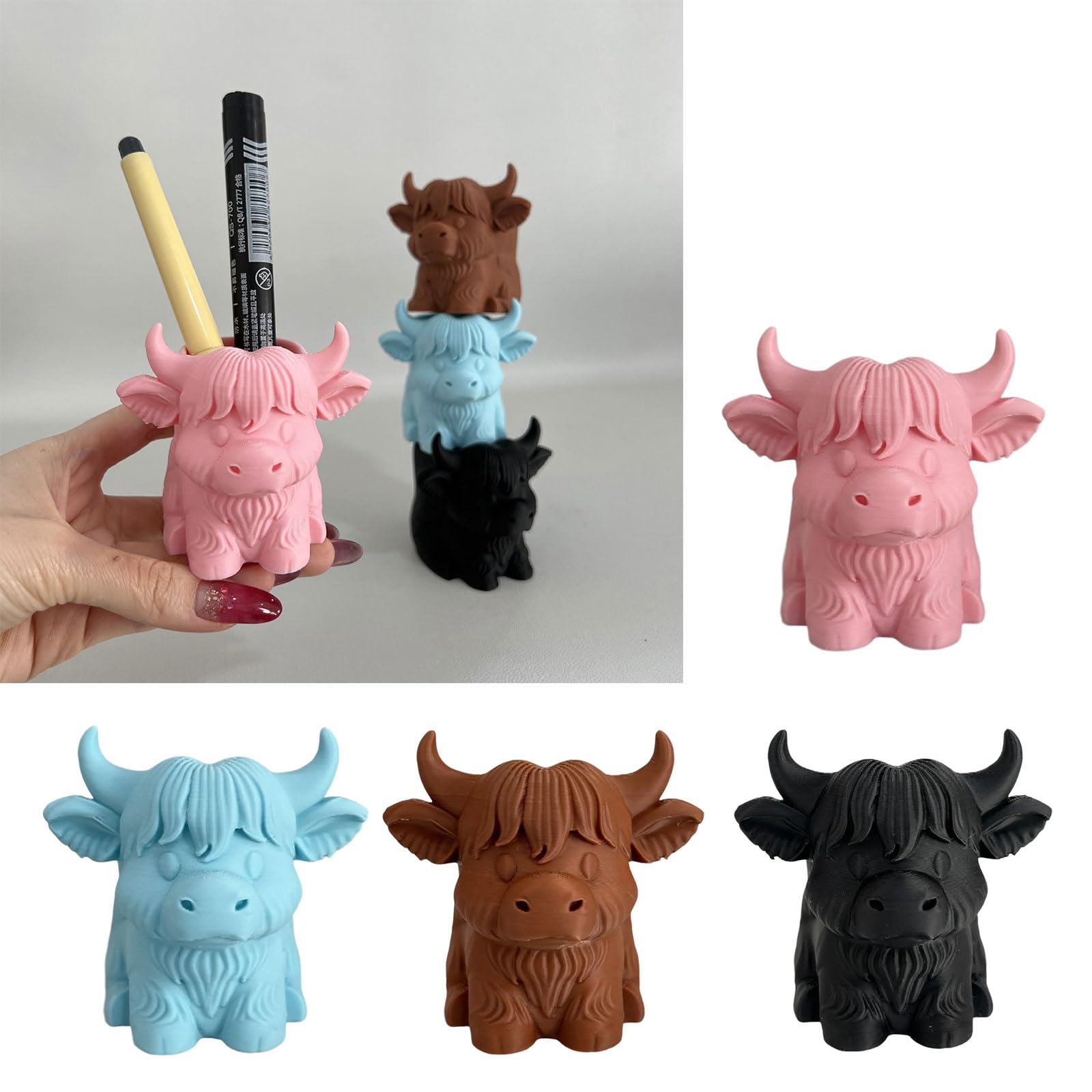 Pot à crayons fantaisie en forme de vache pour écrire des ustensiles et pinceaux de maquillage