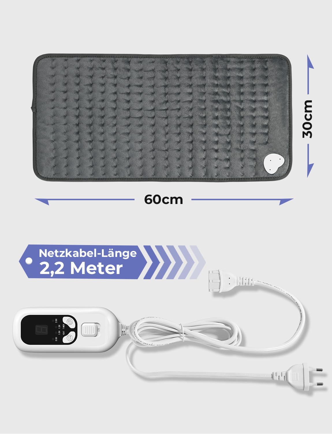 Heizkissen 60 x 30 cm 6 Stufen 4 Timer mit Abschaltautomatik