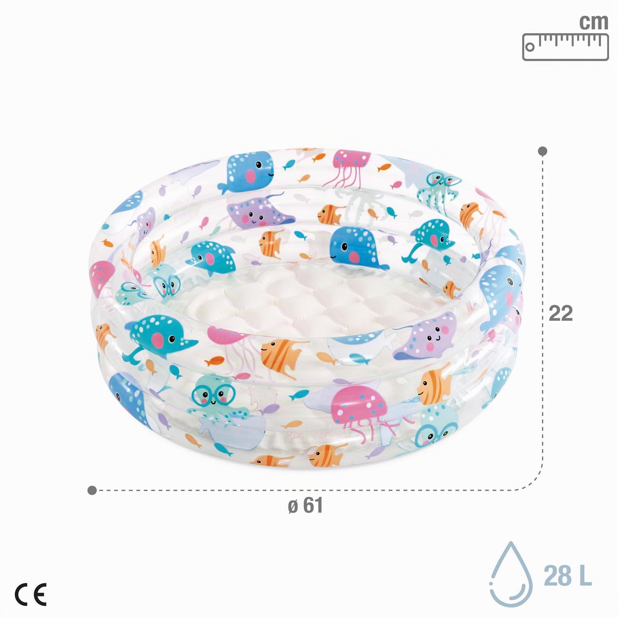 Intex 57106NP - Piscina Hinchable Colores con Base Hinchable 61 x 22 cm, 33 litros