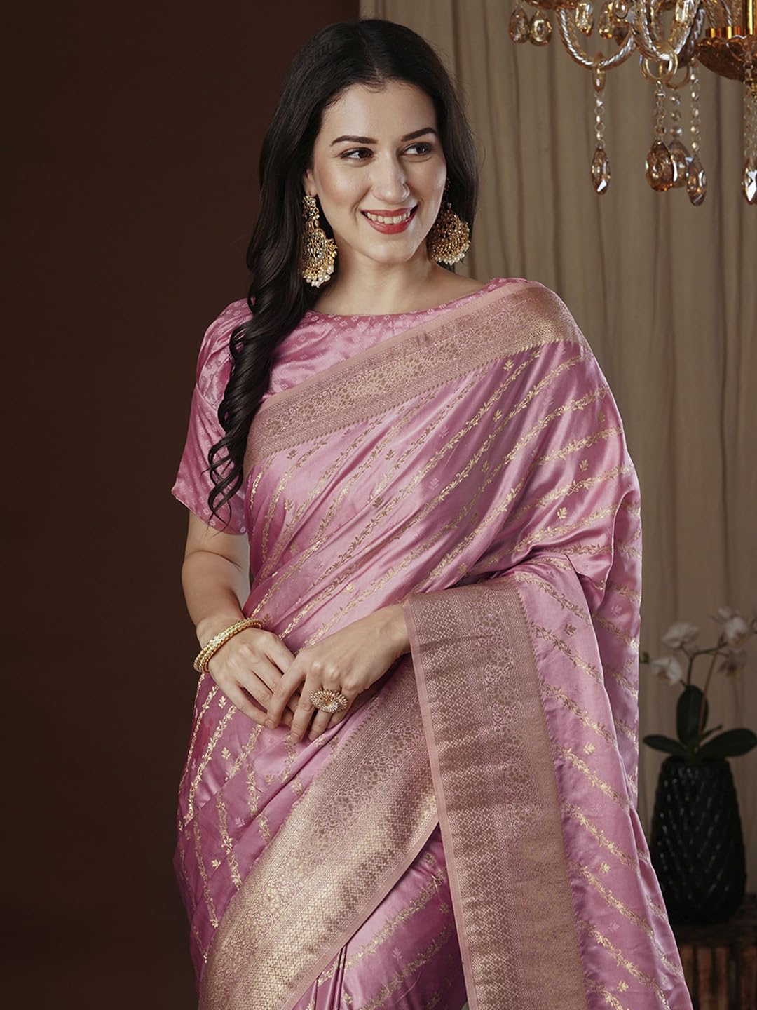 AKHILAM Women's Satin Silk Ethnic Motif Woven Design Saree With Unstitched Blouse (ARYA4401_FL_Parent) 5 715PjnoOtQL. SL1440