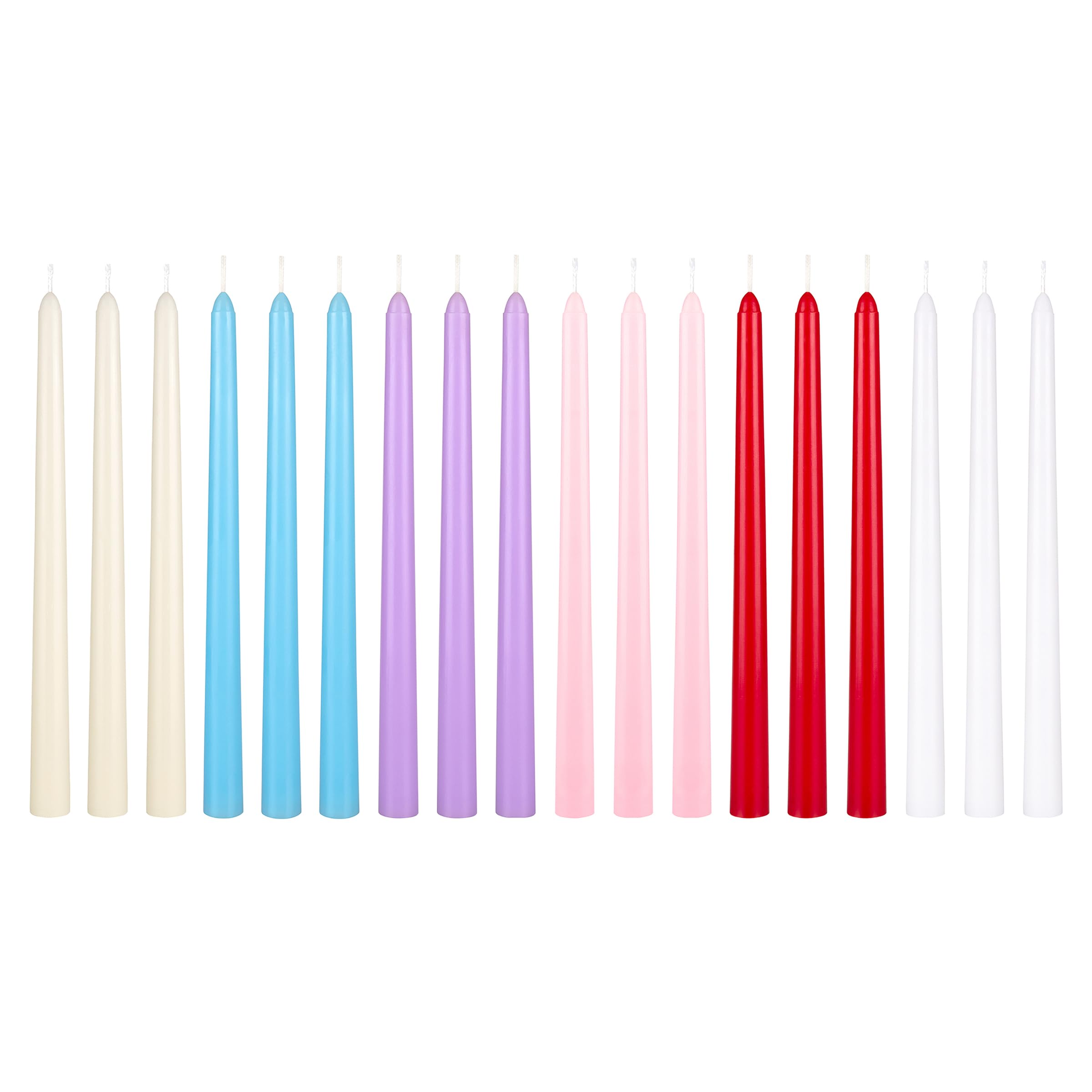 Mega Candles 18 pcs Unscented Festive Pastel Colors Taper Candles, 10 Inch x 5/8 Inch, Home Décor, Easter, Holidays, Baby Showers, Birthdays, Celebrations, Party Favors, Memorable Events, Dinners