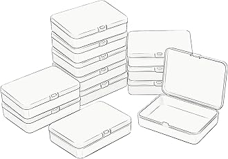 LJY 12 Pieces Rectangular Empty Mini Clear Plastic Organizer Storage Box Containers with Hinged Lids (4.5 x 3.3 x 1.1 inch, Frosted White)
