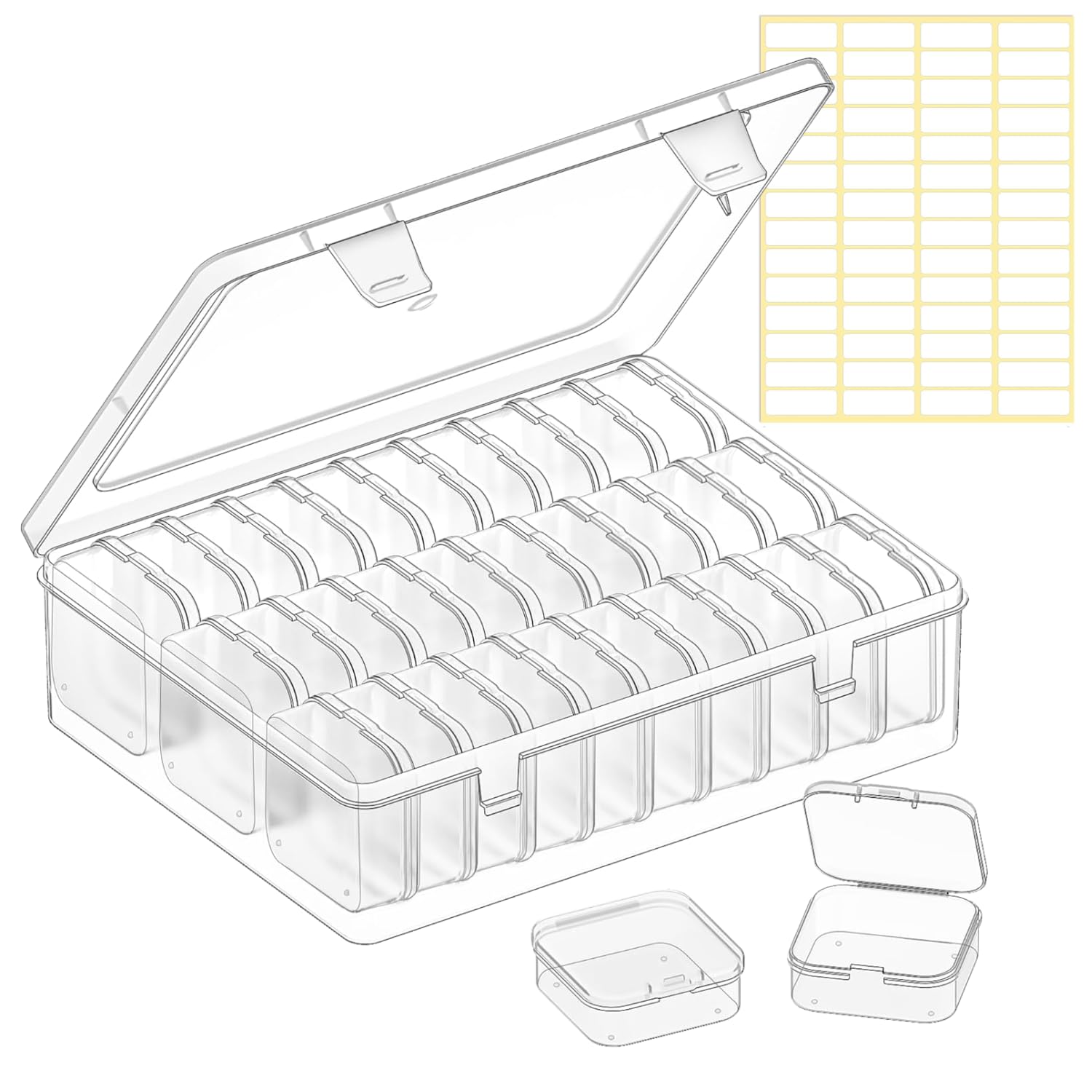 SHALVI 30 Compartment Plastic Storage Box, Clear Organizer Case with Individual Containers for Beads, Jewelry, Craft Supplies, Small Items Storage-image-38