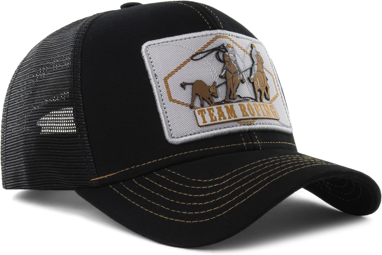 Sacudido's Western Rodeo Cap | Team Roping, Team Penning & Ranch Sorting | 6 Panel High Crown Cowboy | Adjustable Men Women (US, Alpha, One Size, Medium, Roping)