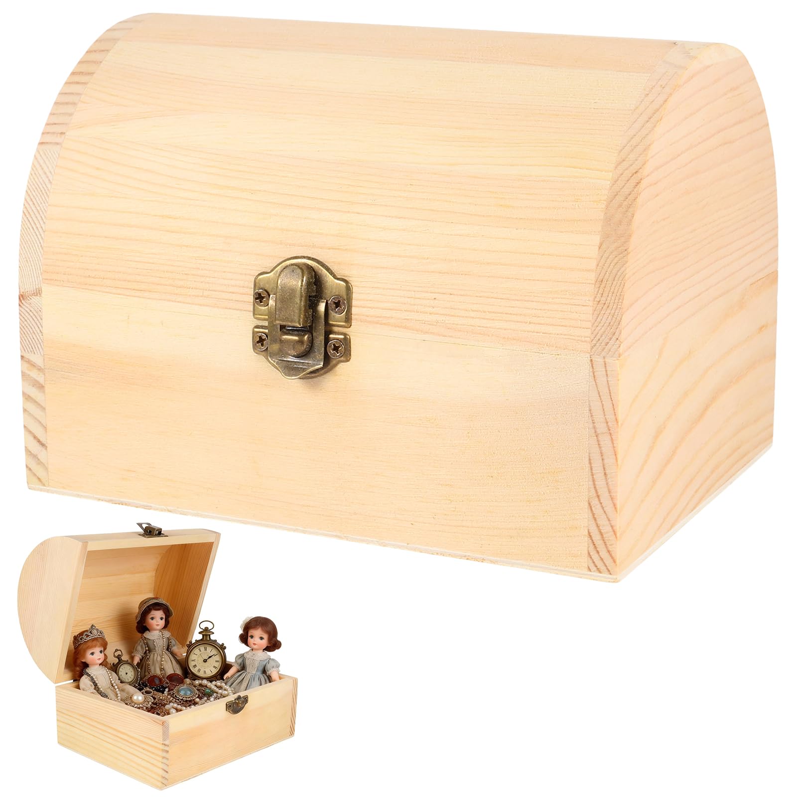 Amazon.com: DOITOOL Unfinished Wooden Box with Hinged Lid