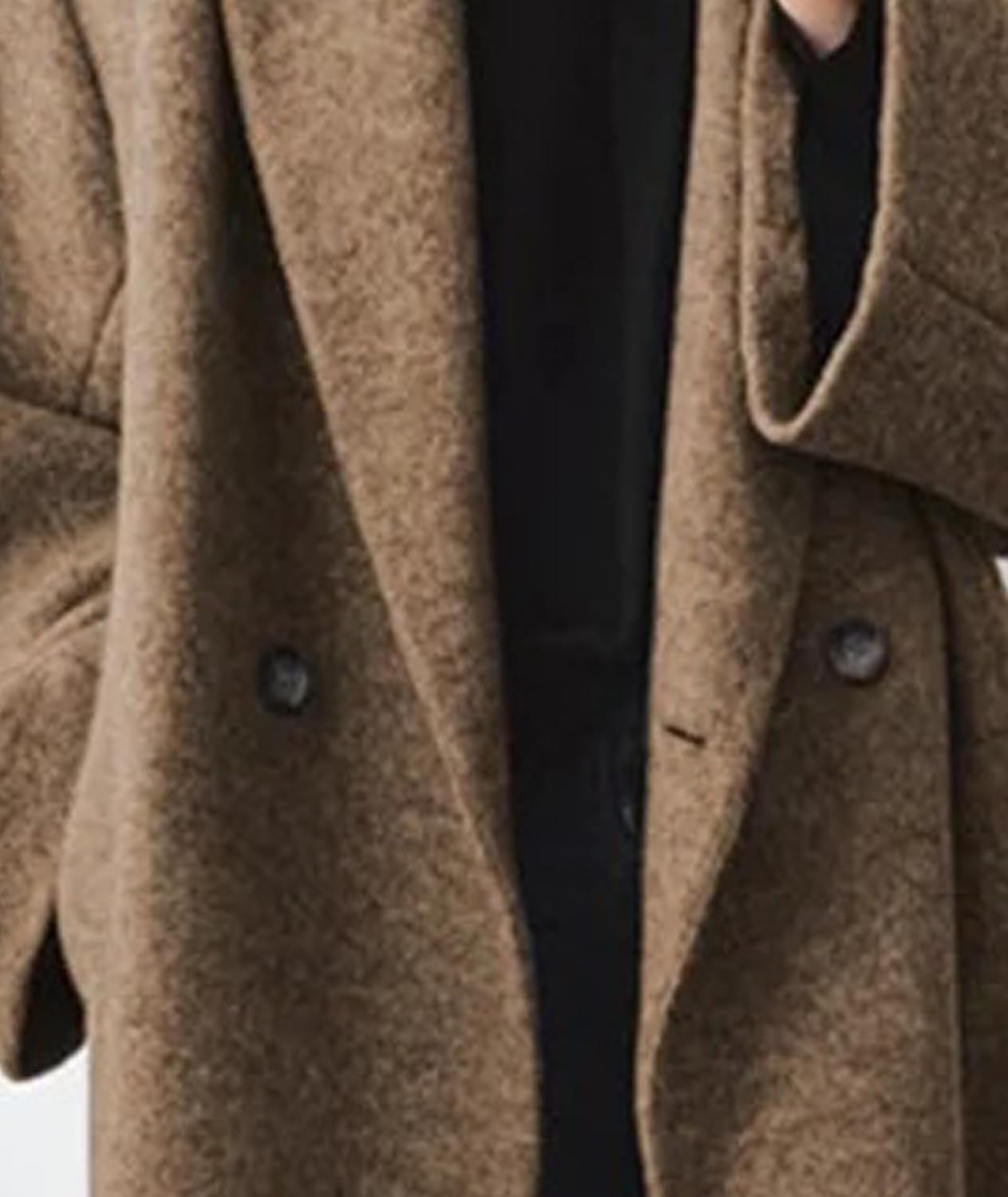 xxxiticat Women's Wool Trench Coat Double Breasted Notch Lapel Trendy Classic Peacoat Winter Long Wool Jacket Overcoat - Image 4