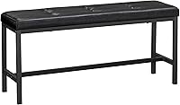VASAGLE Dining Bench with PU Leather Padded Seat, Steel Frame, 220lb Capacity - Black 42.5x12.8x18.9in for Kitchen Bedroom Hallway
