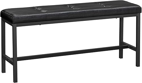 VASAGLE Banco de mesa de comedor, banco otomano con asiento acolchado de piel sintética, marco de acero, 42.5 x 12.8 x 18.9 pulgadas, para comedor,