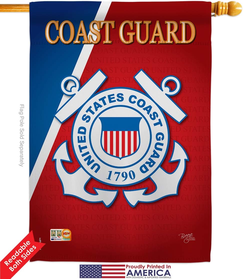Coast Guard Garden House Flags Set Armed Forces USCG Semper Paratus United State American Military Veteran Retire Official Small Decorative Gift Yard Banner Double-Sided Made In USA 28 X 40