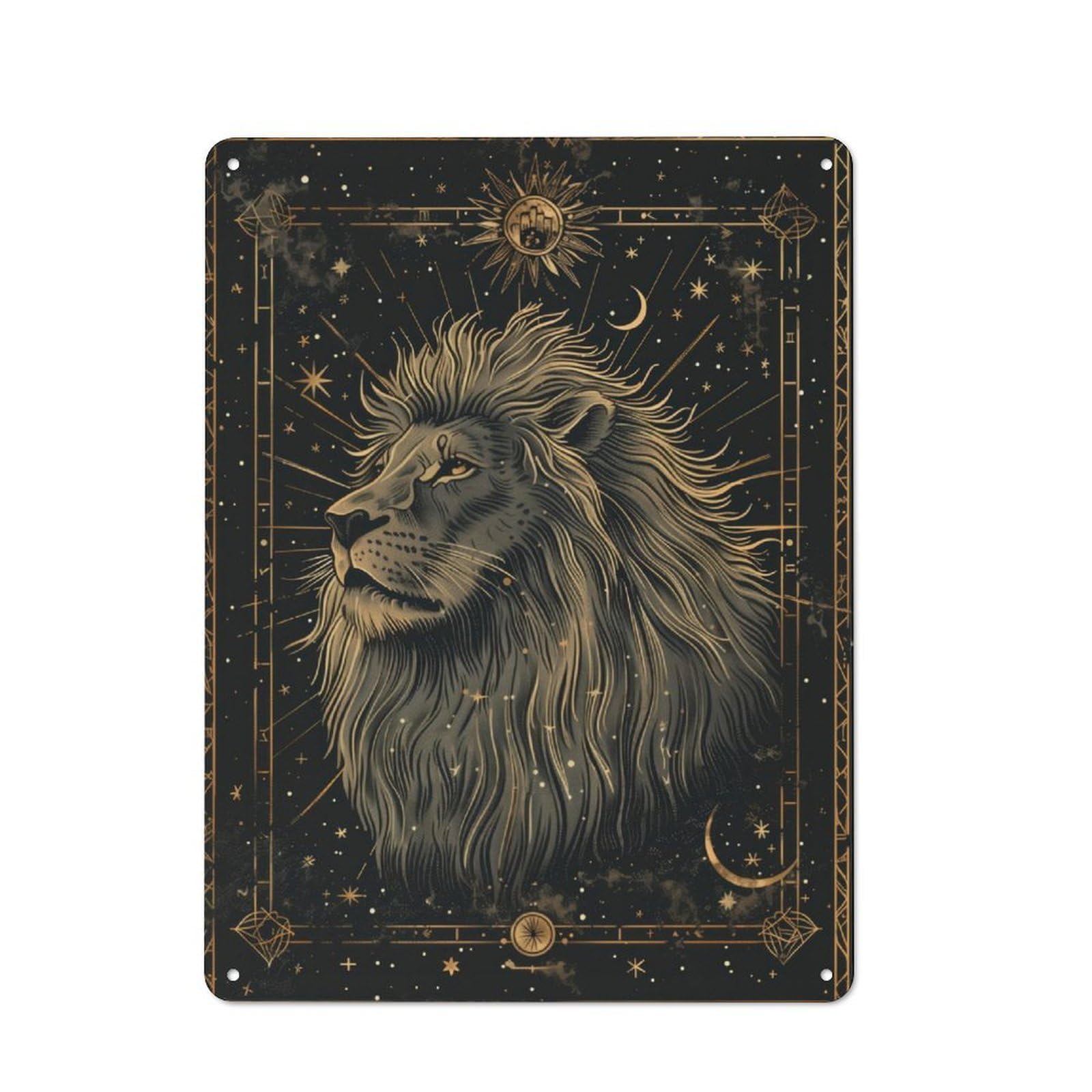 Junmoney Regal Lion Metal Wall Sign 40X30cm, Rustic Decor For Hallway Wall, For Metal Sign Collectors, For Garage And Workshop Walls