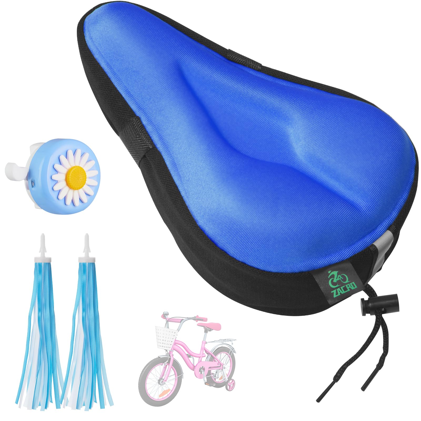 Photo 1 of Zacro Gel Kids Bike Seat Cushion Cover for Boys & Girls, Anti-Slip Bike Seat Cover for Toddler, Breathable & Extra Soft Memory Foam Child Bicycle Saddle Padded with Reflective Strip, 9"x6"