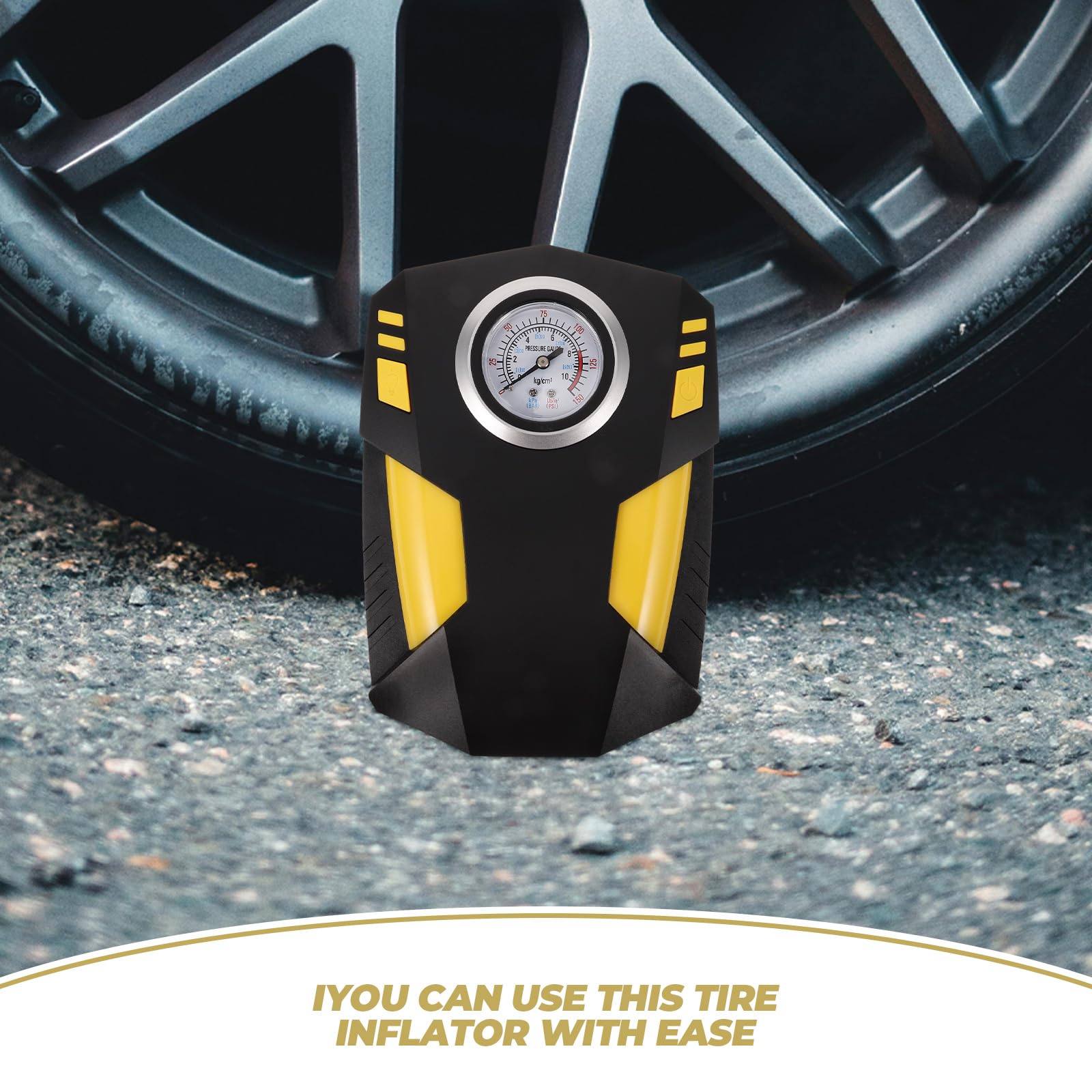 POPETPOP Compressore Portatile per Auto ad Alta Potenza Pompa ad Aria Digitale, Materiale ABS Resistente e Funzione di Gonfiaggio Regolabile per Veicoli a Due Ruote e Palloni