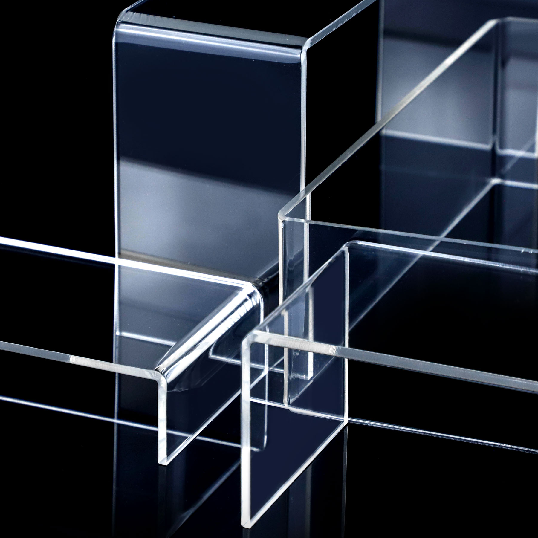 Acrylic Stands Pedestal Risers Clear Black