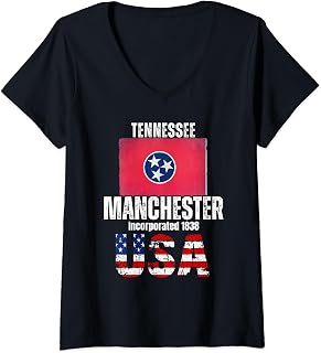 Manchester, Tennessee TN, Incorporated 1838, V-Neck T-Shirt