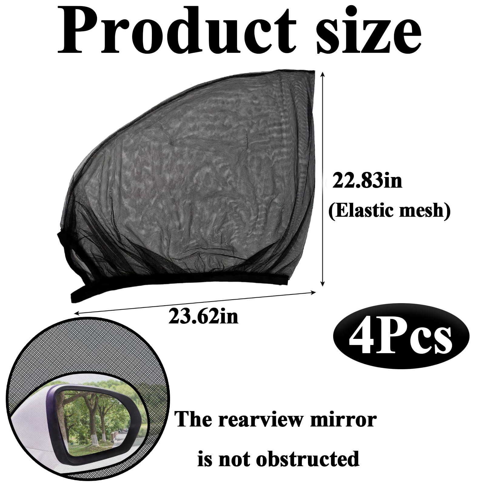 4Pack Car Window Shades for Baby Stretchable & Breathable Car Sun Shade, Blocks UV Rays & Sun Glare & Mosquito - Image 2