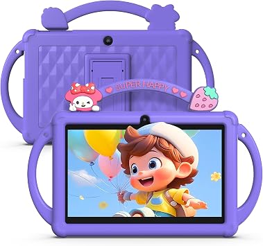 Kids Tablet 7 inch Android 13 for Kids 4GB RAM 32GB ROM 1TB Expanded, Quad-Core Toddler Tablet with Shockproof Case, Bluetooth, WiFi, Parental Control, Dual Camera, GPS, Games,Blue
