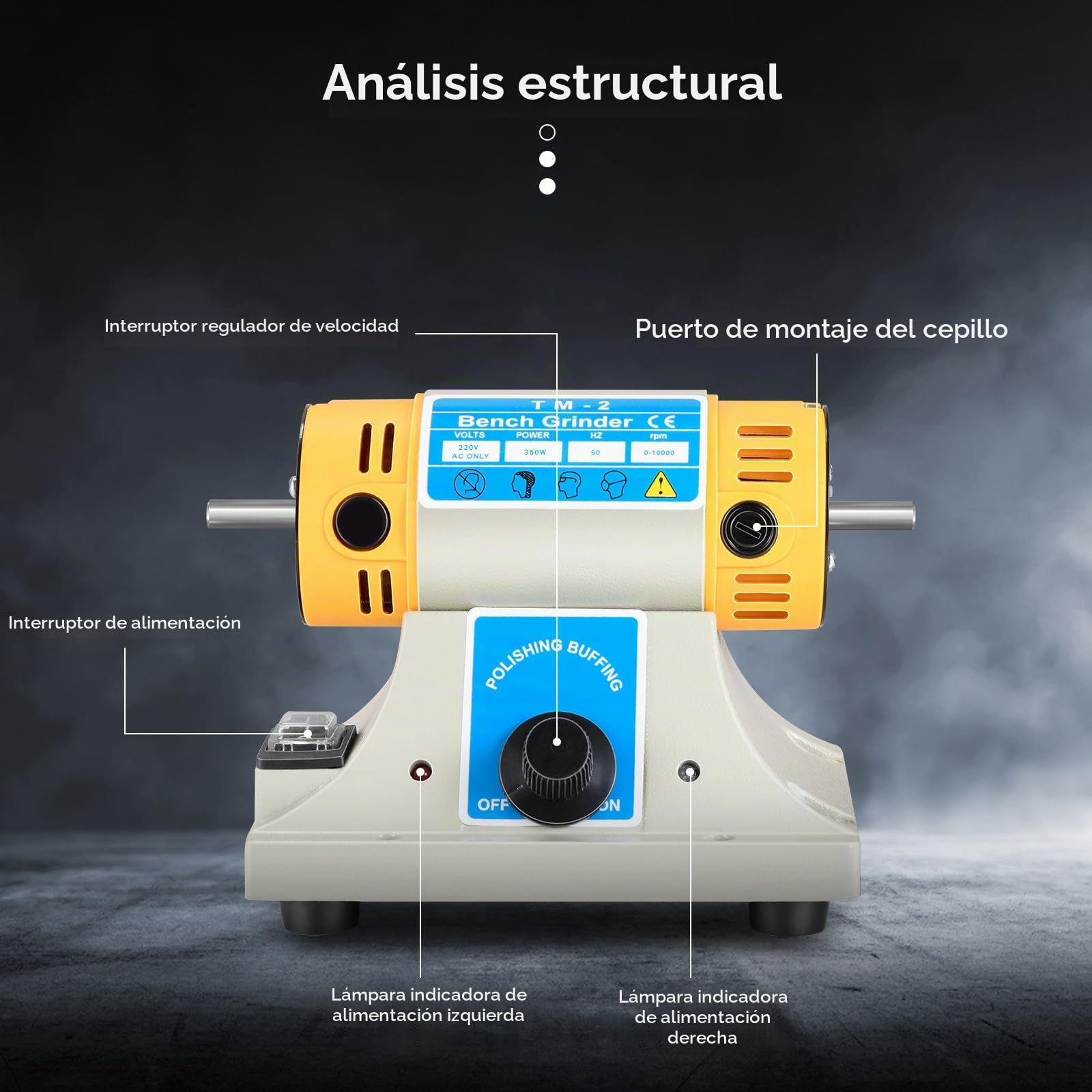 Máquina pulidora de banco 10000 rpm 350W Pequeña máquina de corte y pulidora de jade para trabajar la madera de escritorio multifuncional Rectificadora de joyería eléctrica