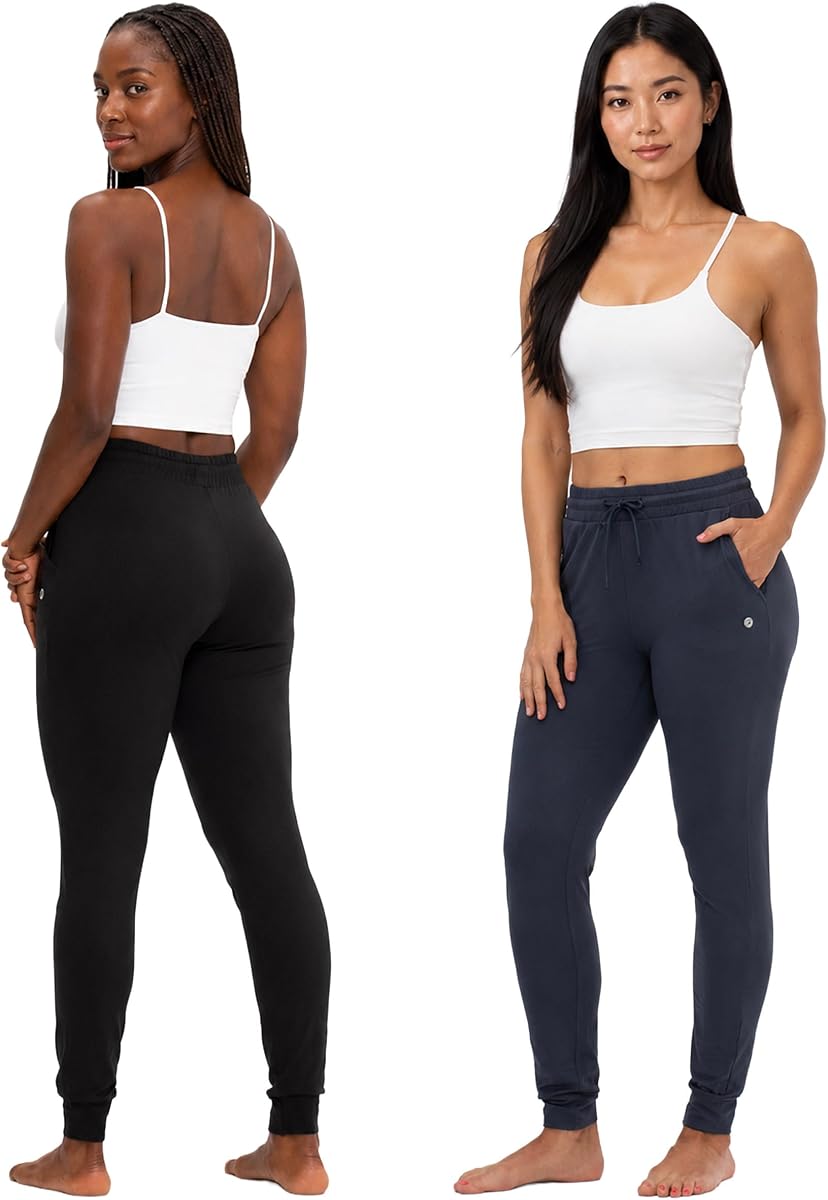 DEVOPS 2 Pack Womens Joggers with Pockets Drawstring Sweatpants Gym