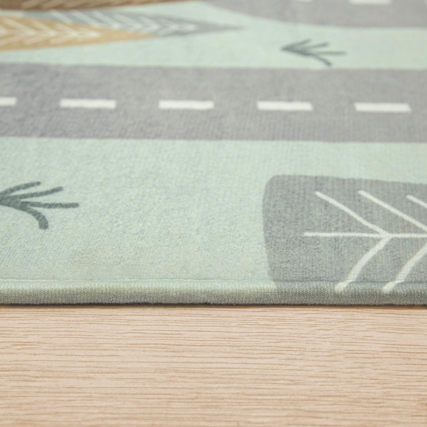 TT Home Alfombra Infantil Bebé con Motivo Carreteras Animales Bosque Casa Niño, Color:Turquesa, Tamaño:150 cm Redondo