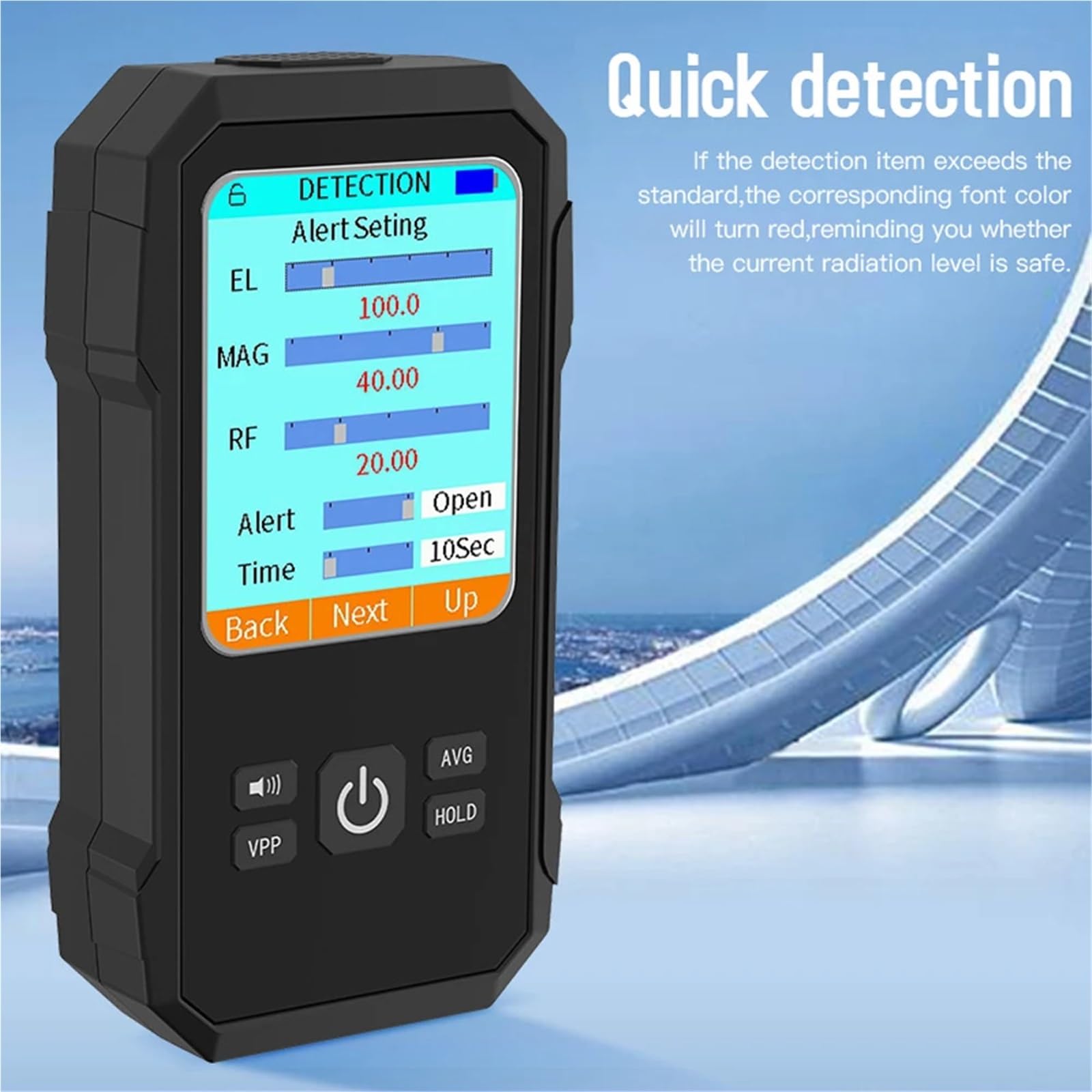 Miernik pola elektromagnetycznego Detektor Promieniowania Magnetycznego Pola Elektrycznego 3 W 1 Tester Elektromagnetyczny Wykrywanie Miernika EMF(Black)