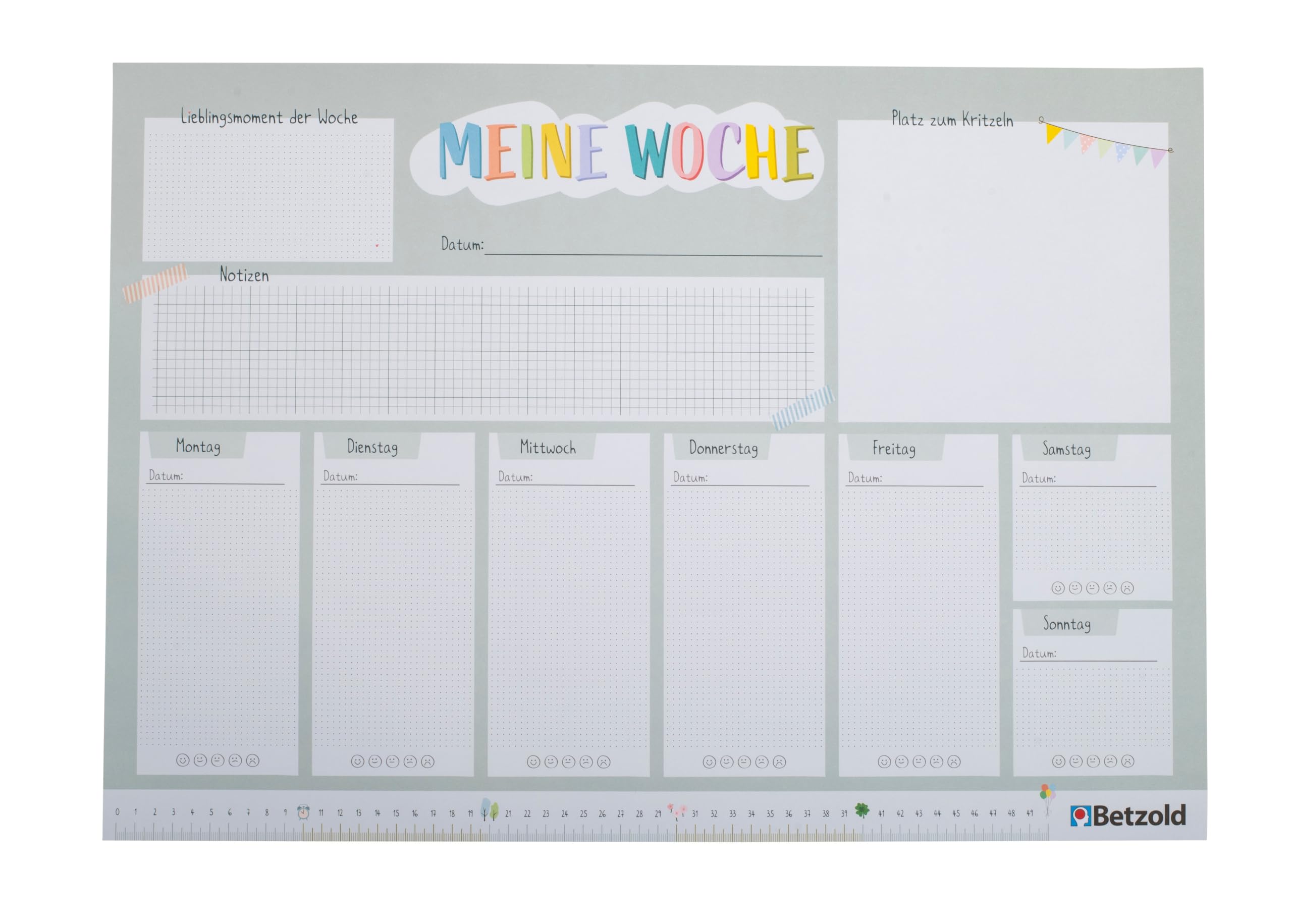 Betzold - Schreibtischunterlage Wochenplan, DIN A2, 60 Blatt - Bürobedarf