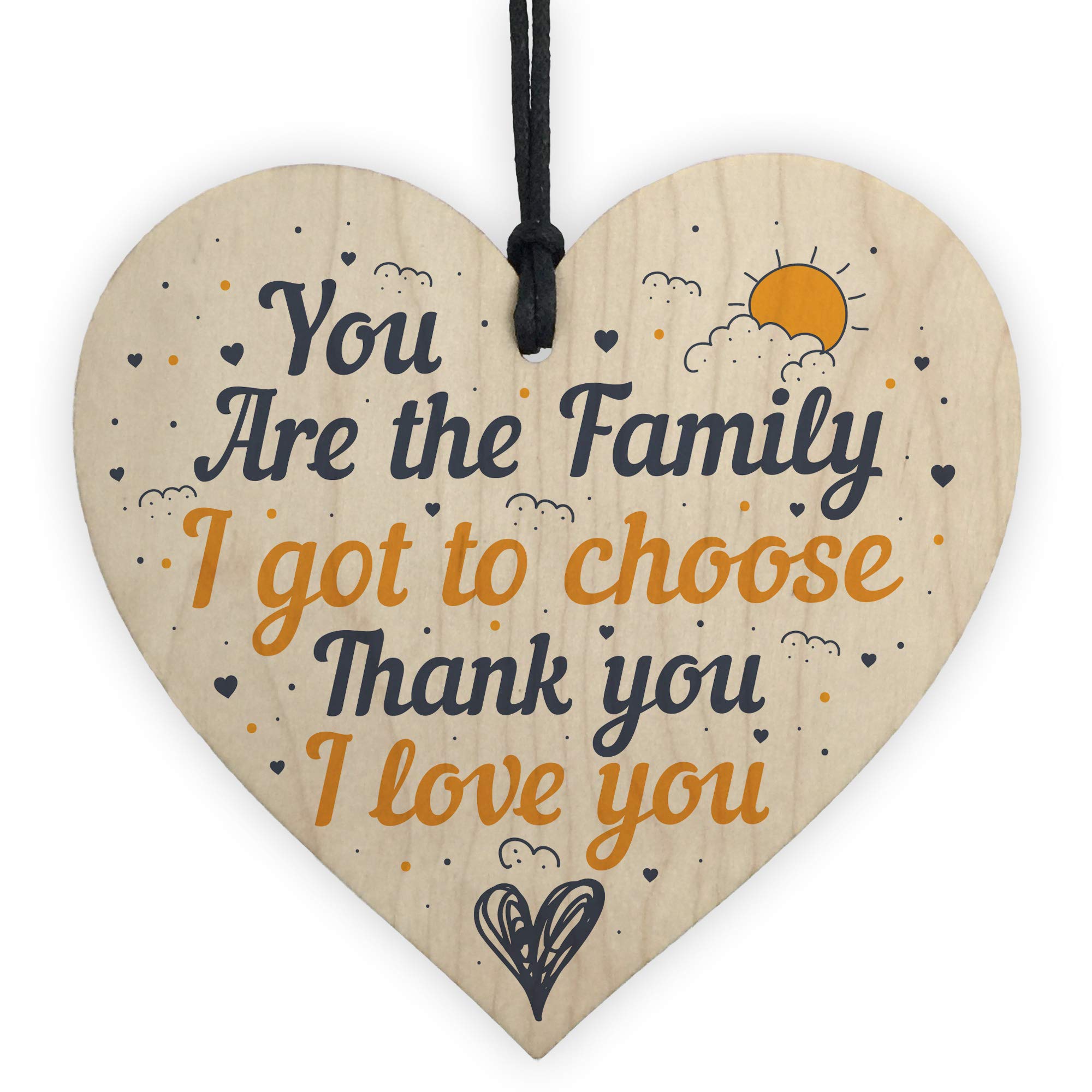 Red Ocean Best Friend Family Friendship Gift Handmade Wooden Hanging Heart Sign Gift For Birthday Christmas