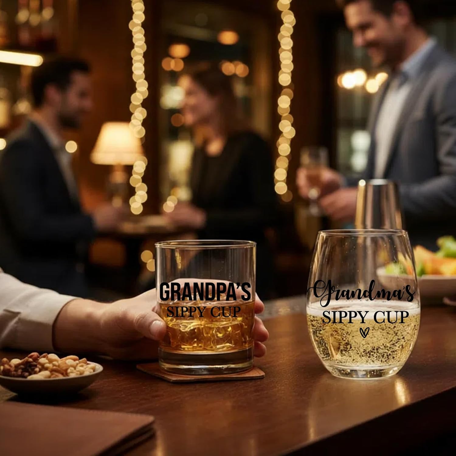 Grandma Grandpa Sippy Cup Funny Wine Glass,Funny 2-Piece Wine and Whiskey Glass Set,Time Grandmother or New Grandparents - Image 4