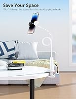 Vista 4 de Tryone Gooseneck Phone Holder Stand for Bed Flexible Arm Adjustable Cell Phones Mount Clamp on Desk Bedframe Compatible with iPhone 14 Pro Max 13 12