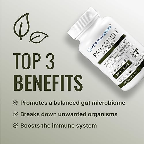 Miniatura 3 de Approved Science Parastrin - 120 Cápsulas - Limpia y mejora la salud intestinal - Nuez negra, bulbo de ajo, papaína 2000, BioPerine - Vegano