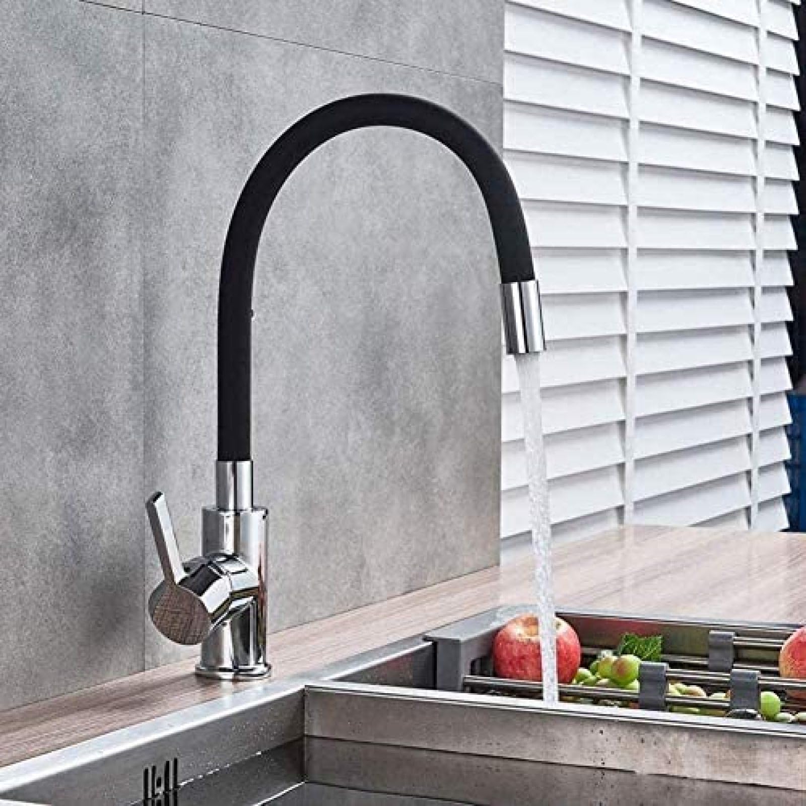 Robinet de cuisine flexible universel mitigeur eau chaude froide sur plage h
