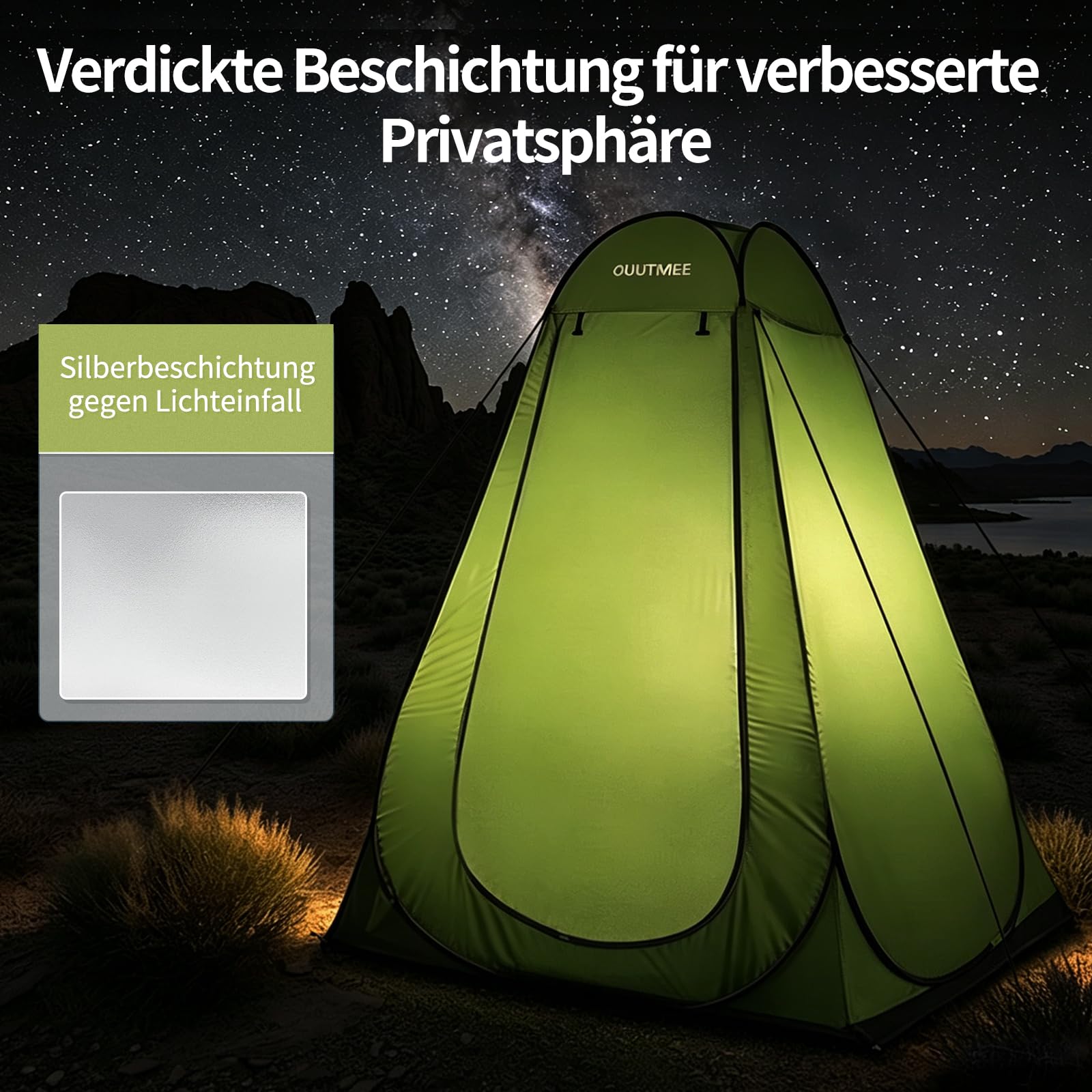 OUUTMEE Duschzelt, Camping Toilettenzelt, Tragbarer Pop Up Umkleideraum, Mobiler Strandumkleidezelt, Outdoor WC Zelt, UV-Schutz, Wasserabweisend Umkleidezelt für Wandern, (Schwarz/Blau/Grün/Orange)