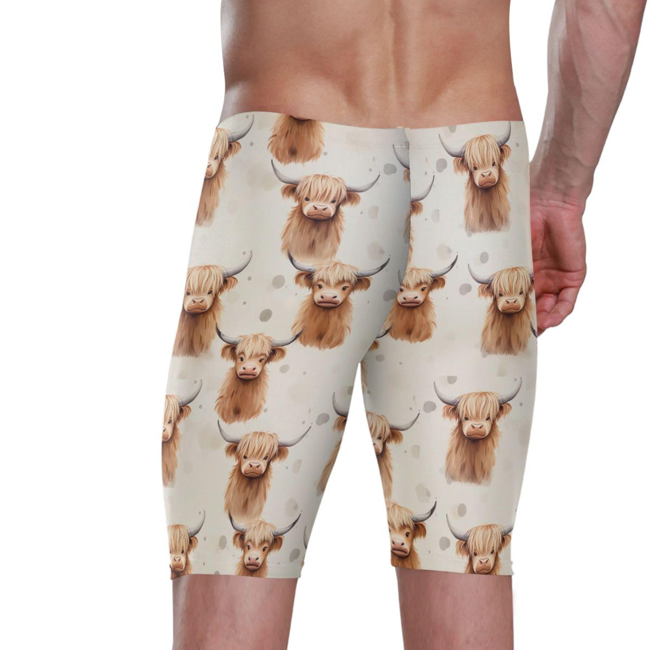 Highland Cow Animal Men's Swim Jammers Racing & Training Swimsuit Fast, Flexible,Comfortable XXXL B0403030