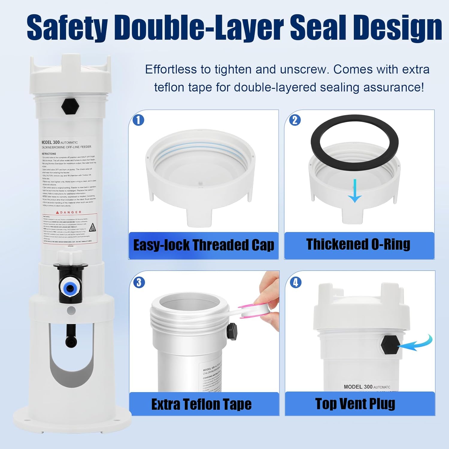 Upgraded R171016 Automatic Pool Chlorinator Compatible with pentair Rainbow 300 Offline Chlorine/Bromine Feeder for Pool & Spa (Up to 72,000 Gallons), Adjustable Control Valve & Leak-Proof Base