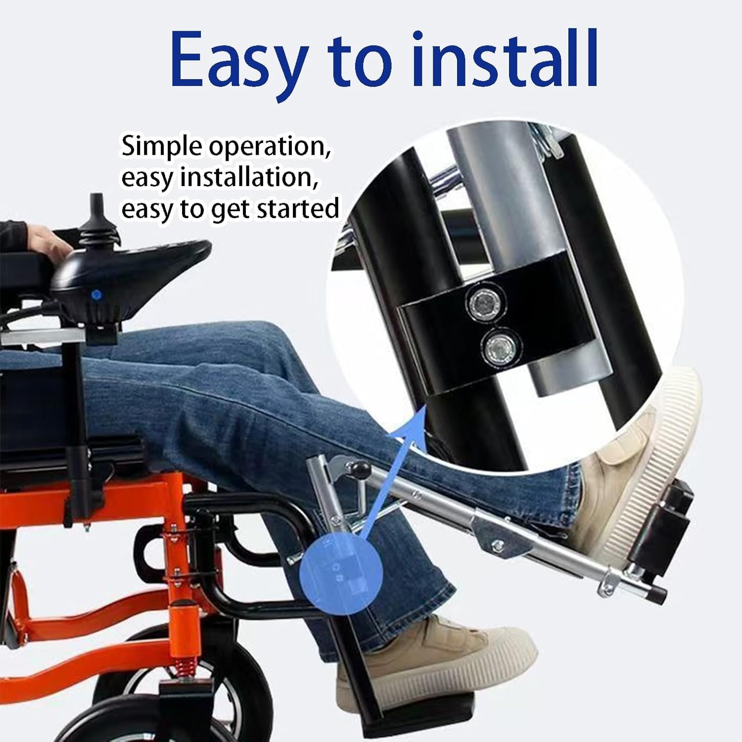 Silla de ruedas soporte de piernas de elevación - Universal, soporte de un solo pedal: ángulo ajustable /90°- 180°, con almohadillas/almohadde pie, discapacitados/ancianos(Apair)