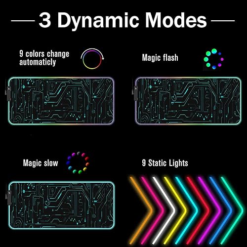Vista 2 de Alfombrilla de mouse RGB para juegos con posavasos para café, alfombrilla de mouse LED grande XXL, base de goma antideslizante, alfombrilla de mouse