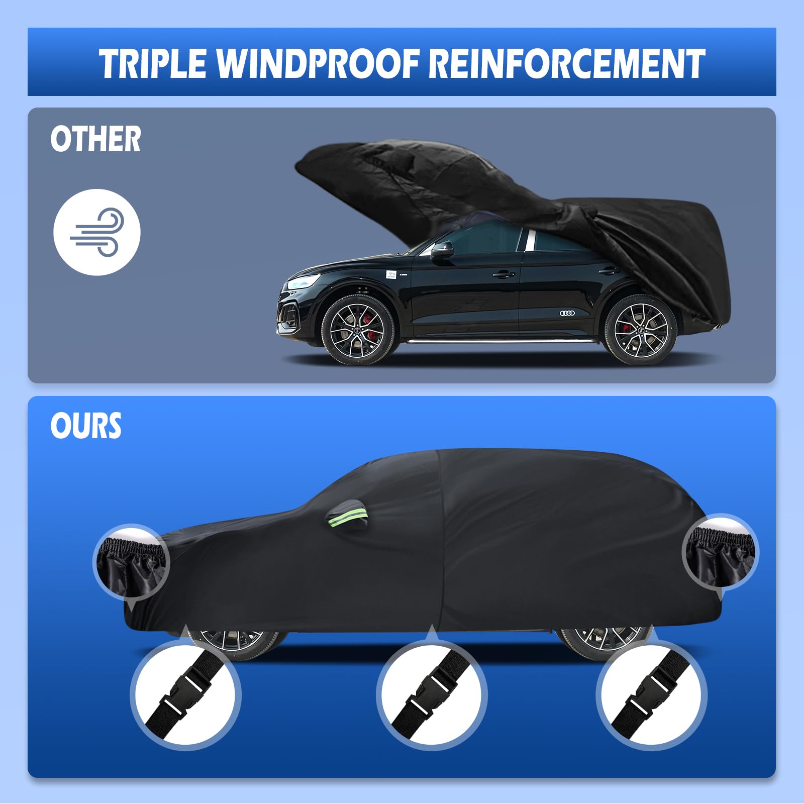 Car Cover Custom Fit for Audi Q5 SQ5 2009-2025 Migaven Waterproof Full Exterior Cover Sun Rain Protection with — view 4