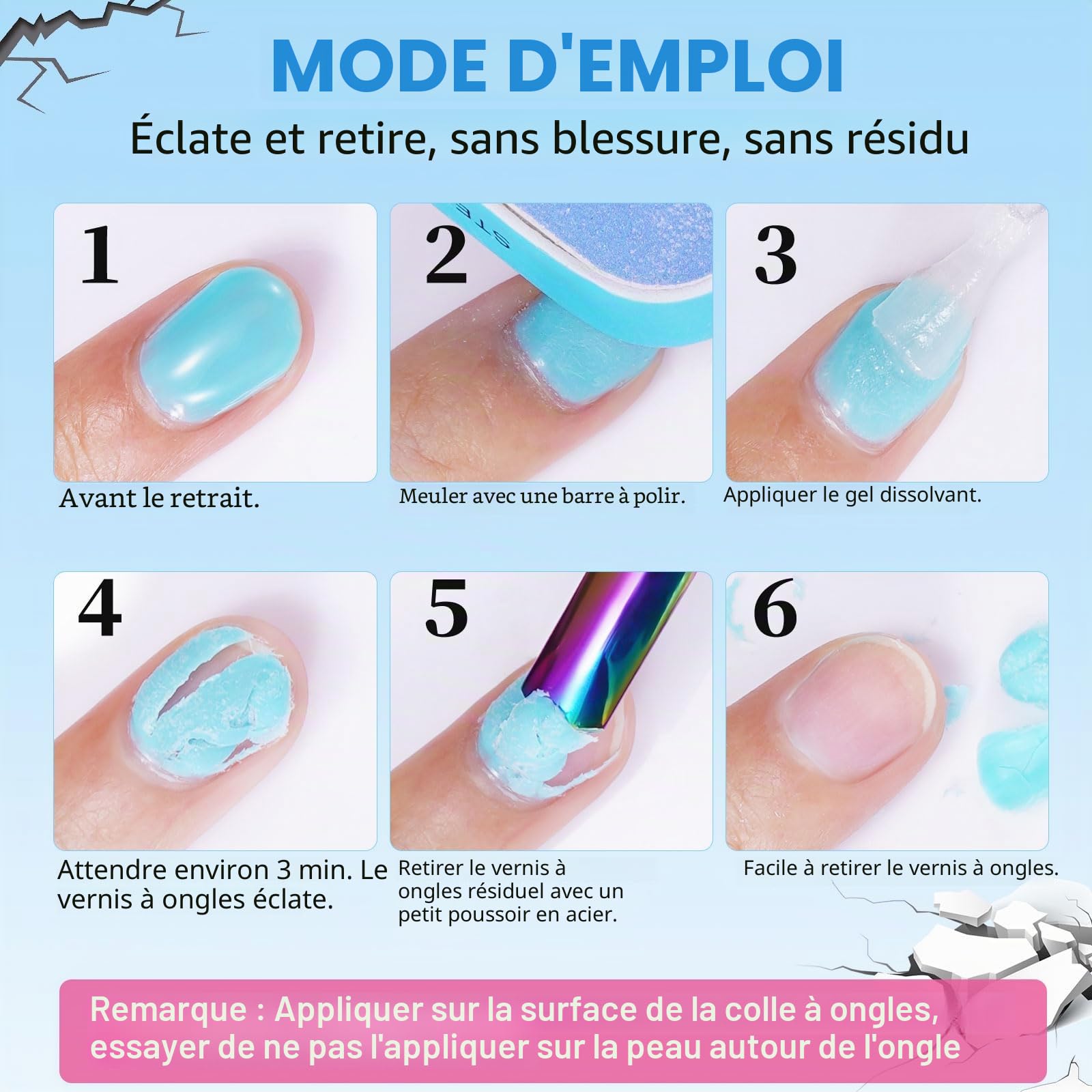 Dissolvant Vernis Semi Permanent, Disolvant a Ongles Semi Permanent, Remover Vernis Semi Permanent, S'enlève et Facilement Sans Papier D'aluminium, Trempage ou Emballage, et Sans Abîmer les Ongles