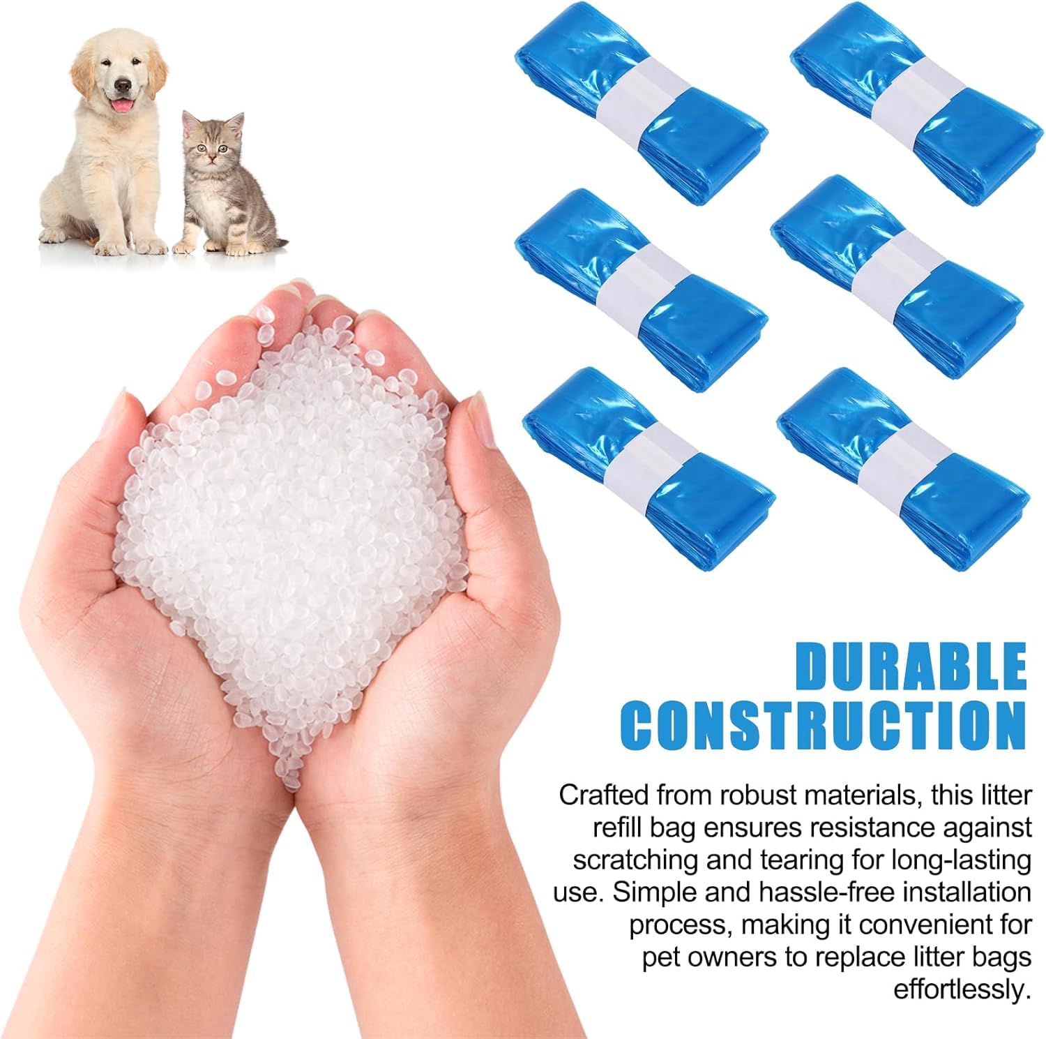 Bolsa de repuesto para arena para gatos, 10 unidades de repuesto para basura de gato Genie compatible con tu repuesto de arena Genie (no incluye cartucho) (azul, 4,5 m)