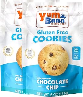 Yumbana Gluten Free Chocolate Chip Cookies - Soy Free, Nut Free Cookies - No Artificial Flavors or Preservatives - Great for Snacks and Parties - 2 Pack