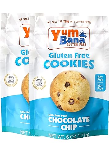 Yumbana Galletas con chispas de chocolate sin gluten, sin soja, sin nueces, sin sabores ni conservantes artificiales, ideales para aperitivos y