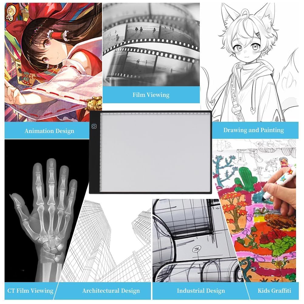 Tavoletta Luminosa Tavolo da disegno A4 LED Light Pad per disegnare A4 Tracing Light Box per gli artisti, disegnare, disegnare, animazione