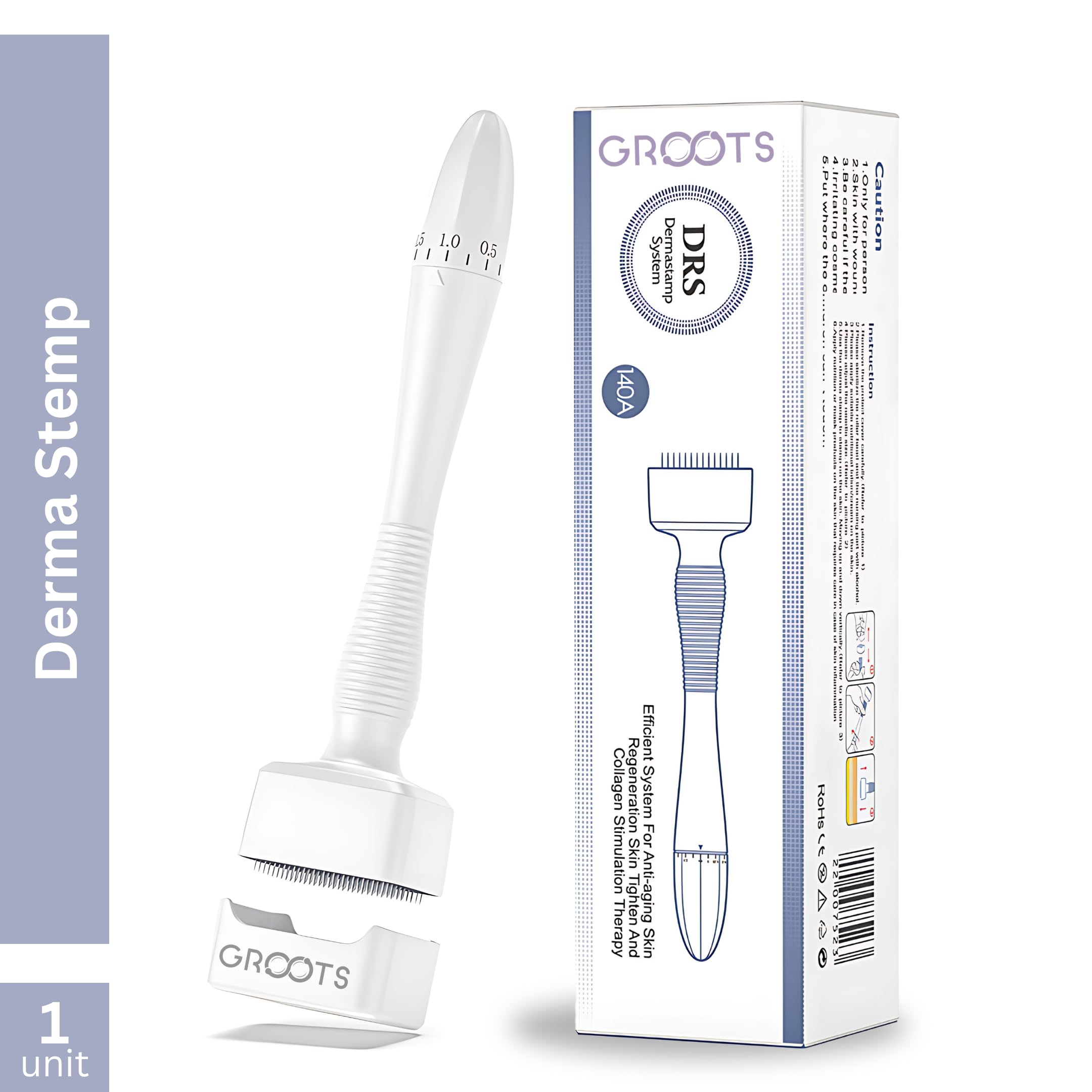 GROOTS Derma Stamp for Hair Growth & Facial Spa | Titanium Coated Adjustable Needles 0.25mm to 3mm | 140 Microneedling Stamp for Skin Repair, Face, Hair & Beard Growth | Reduces Acne Scars | Safe & Effective To Use - Image 8 thumbnail