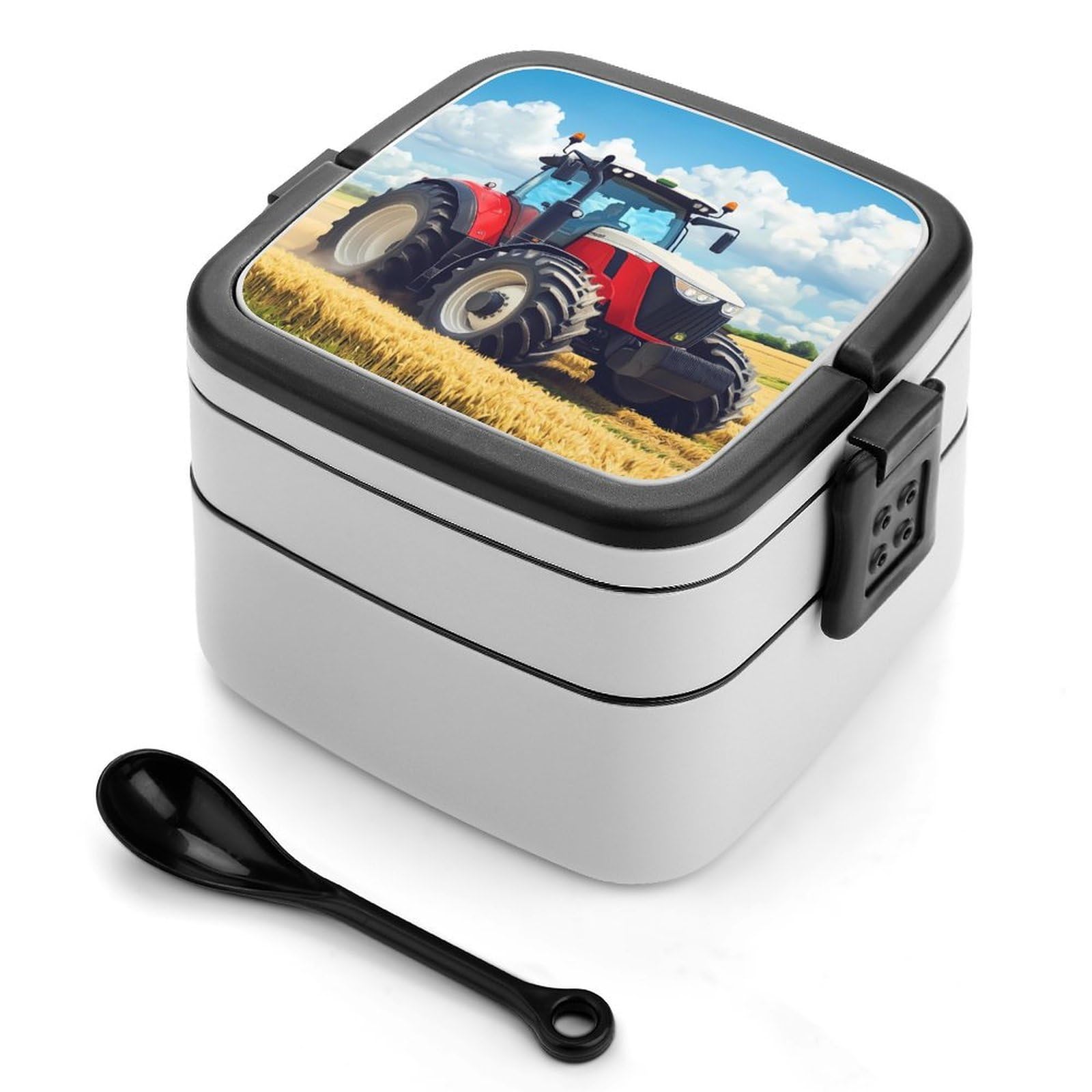 CGSBNGHA Tractor Printed Bento Lunch Box 2 Layer Lunchbox Food Container for Adults Office