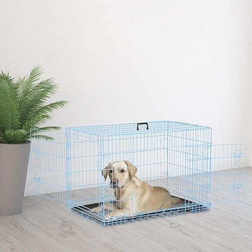 Miniatura 36 de Jaula para perros, jaula para perros, perrera de alambre de metal para exteriores, plegable de doble puerta, jaula para mascotas para perros Negro