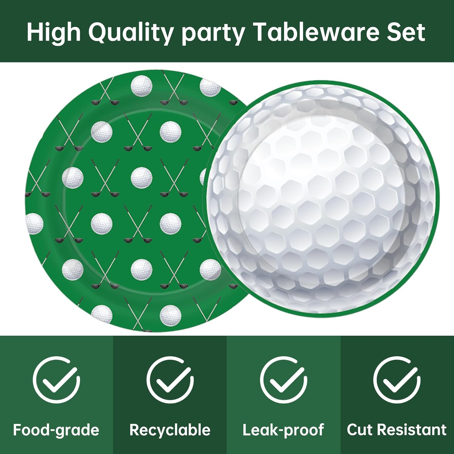 Golf Party Decoration Sports Tableware - 64 Pcs Golf Disposable Plates And Napkins For Boys Men Golf Theme Birthday Party Decorations Serves 16 Guests - Image 4