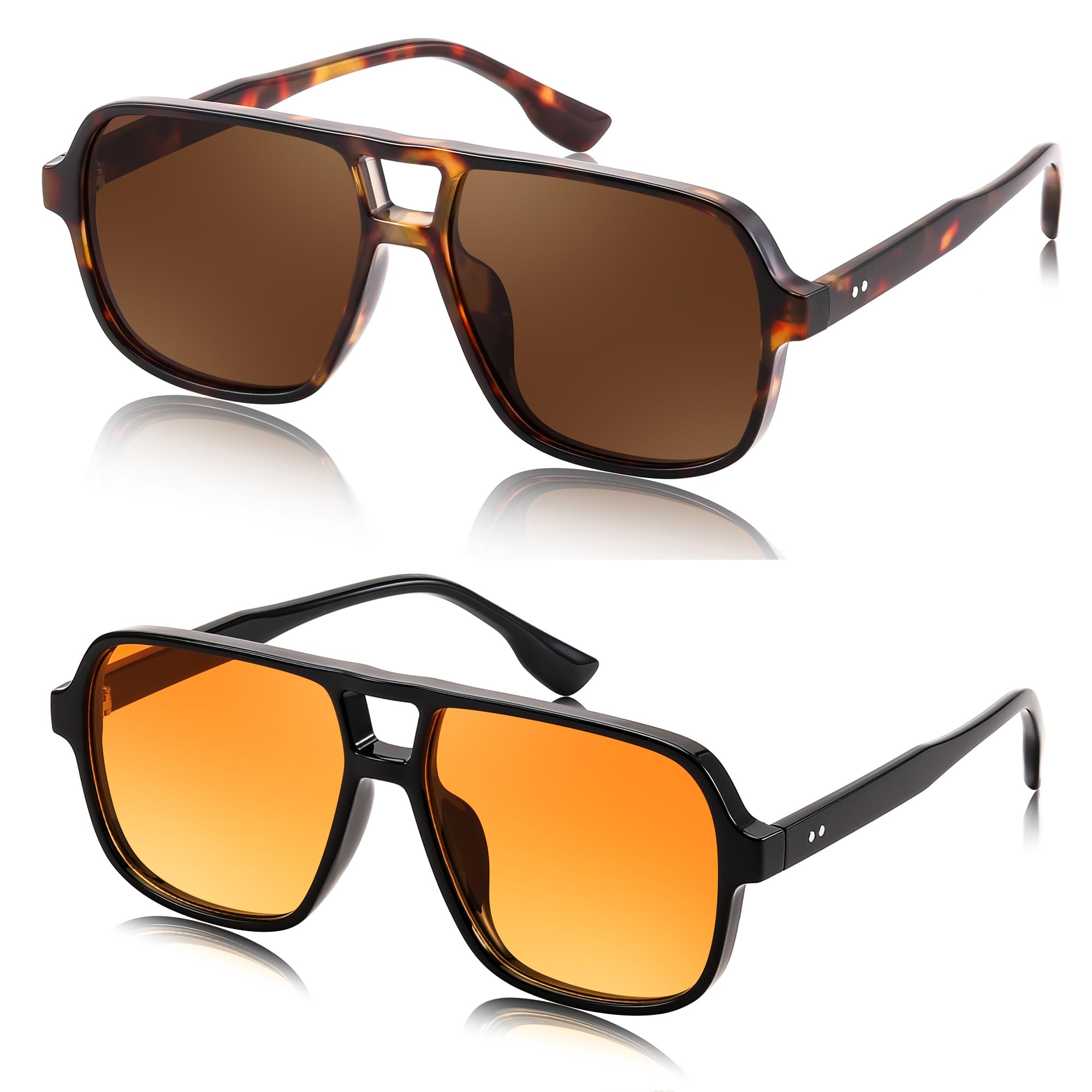 FEISEDY Retro Square Aviator Sunglasses Women Men 70s Vintage Trendy Plastic Frame Sun Glasses B4158