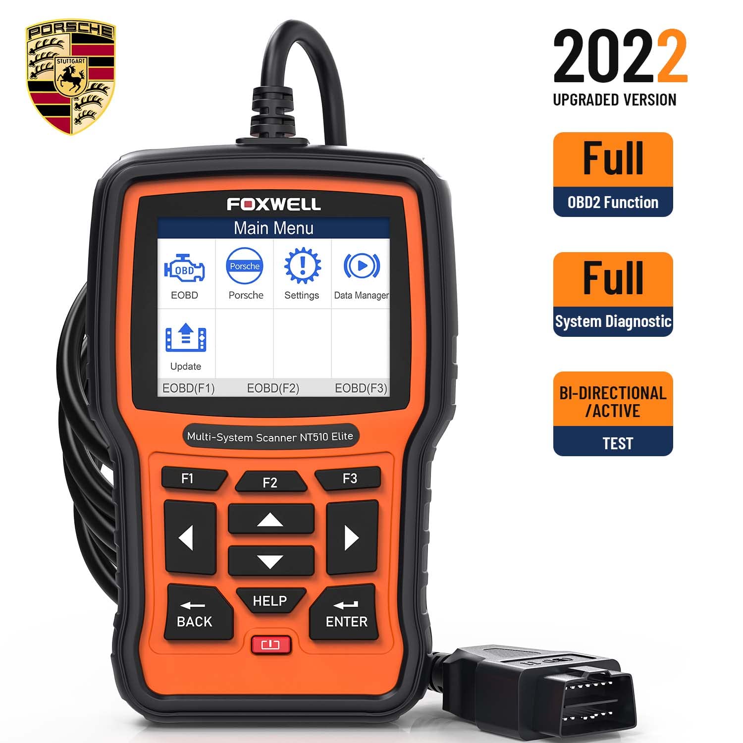 FOXWELL NT510 Elite All System OBD2 Scanner for Porsche, HVAC 4WD